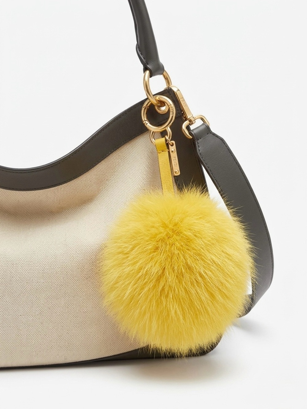 Fendi Yellow XL Pom Pom Key Charm - Picture 3 of 5